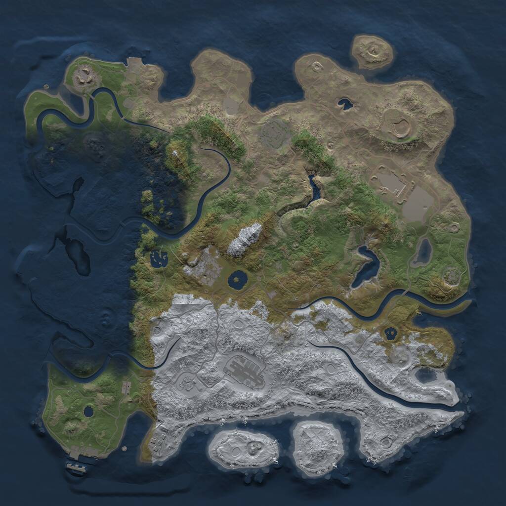 Rust Map: Procedural Map, Size: 4000, Seed: 2258854, 14 Monuments