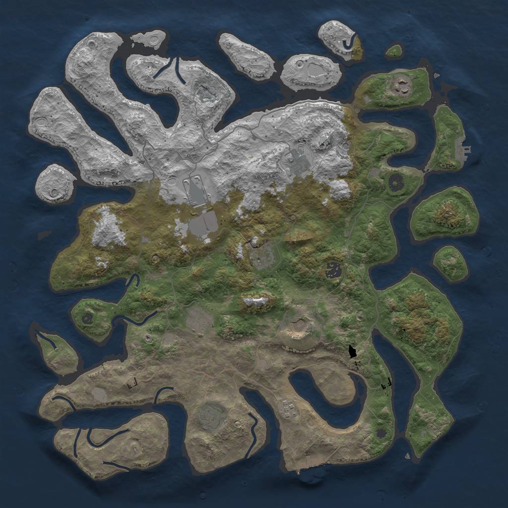 Rust Map: Procedural Map, Size: 4500, Seed: 1466323468, 17 Monuments