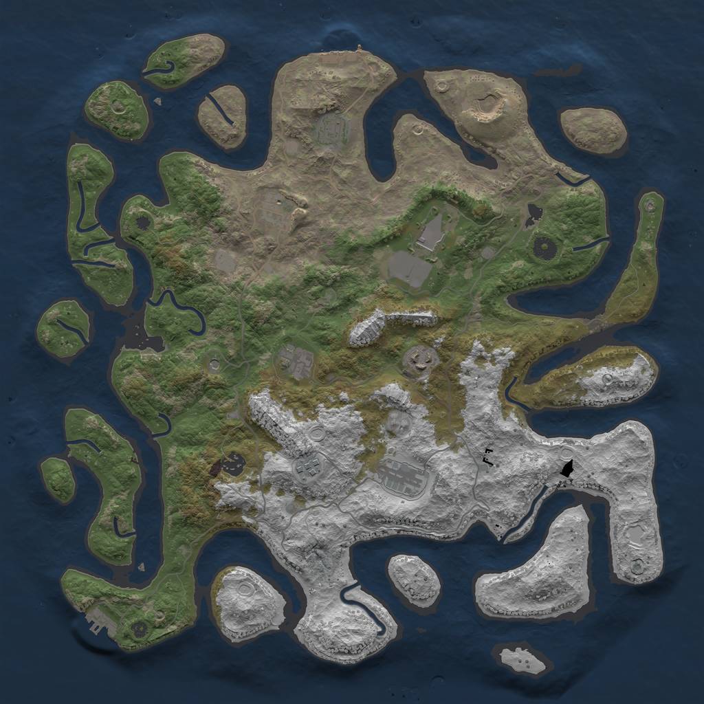 Rust Map: Procedural Map, Size: 4500, Seed: 12803199, 17 Monuments