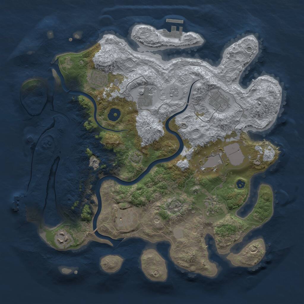 Rust Map: Procedural Map, Size: 3550, Seed: 789195, 14 Monuments