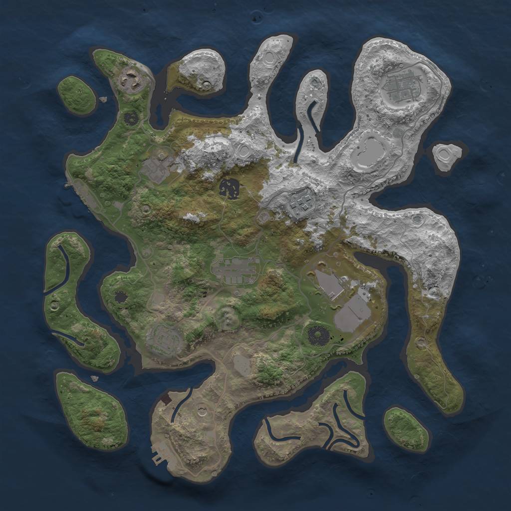 Rust Map: Procedural Map, Size: 3550, Seed: 854253, 16 Monuments