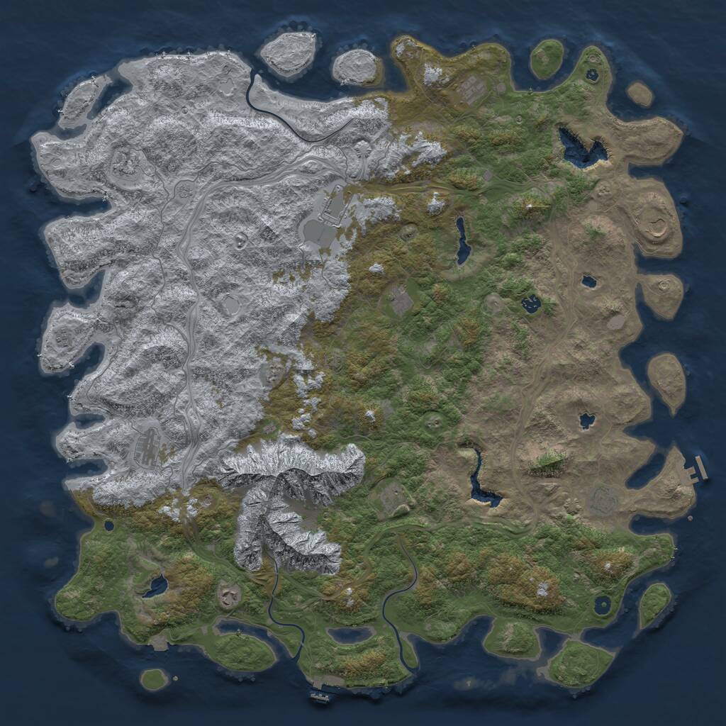 Rust Map: Procedural Map, Size: 6000, Seed: 113514011, 17 Monuments