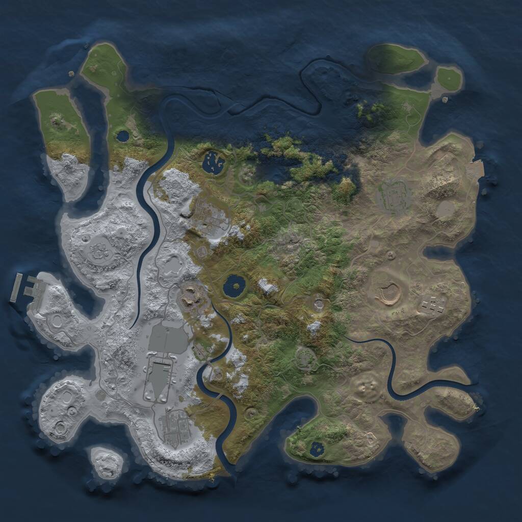 Rust Map: Procedural Map, Size: 3550, Seed: 709232, 13 Monuments