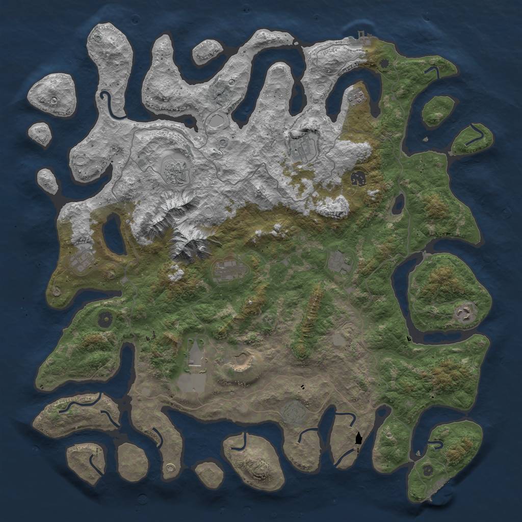 Rust Map: Procedural Map, Size: 5000, Seed: 454677654, 19 Monuments