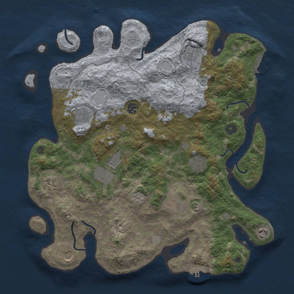 Rust Map: Procedural Map, Size: 4000, Seed: 987456, 17 Monuments