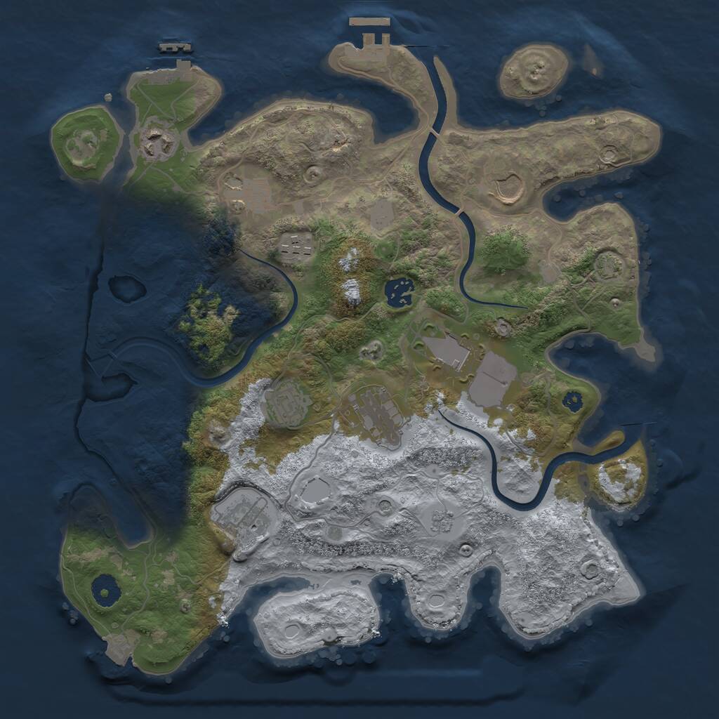 Rust Map: Procedural Map, Size: 3550, Seed: 869929, 15 Monuments