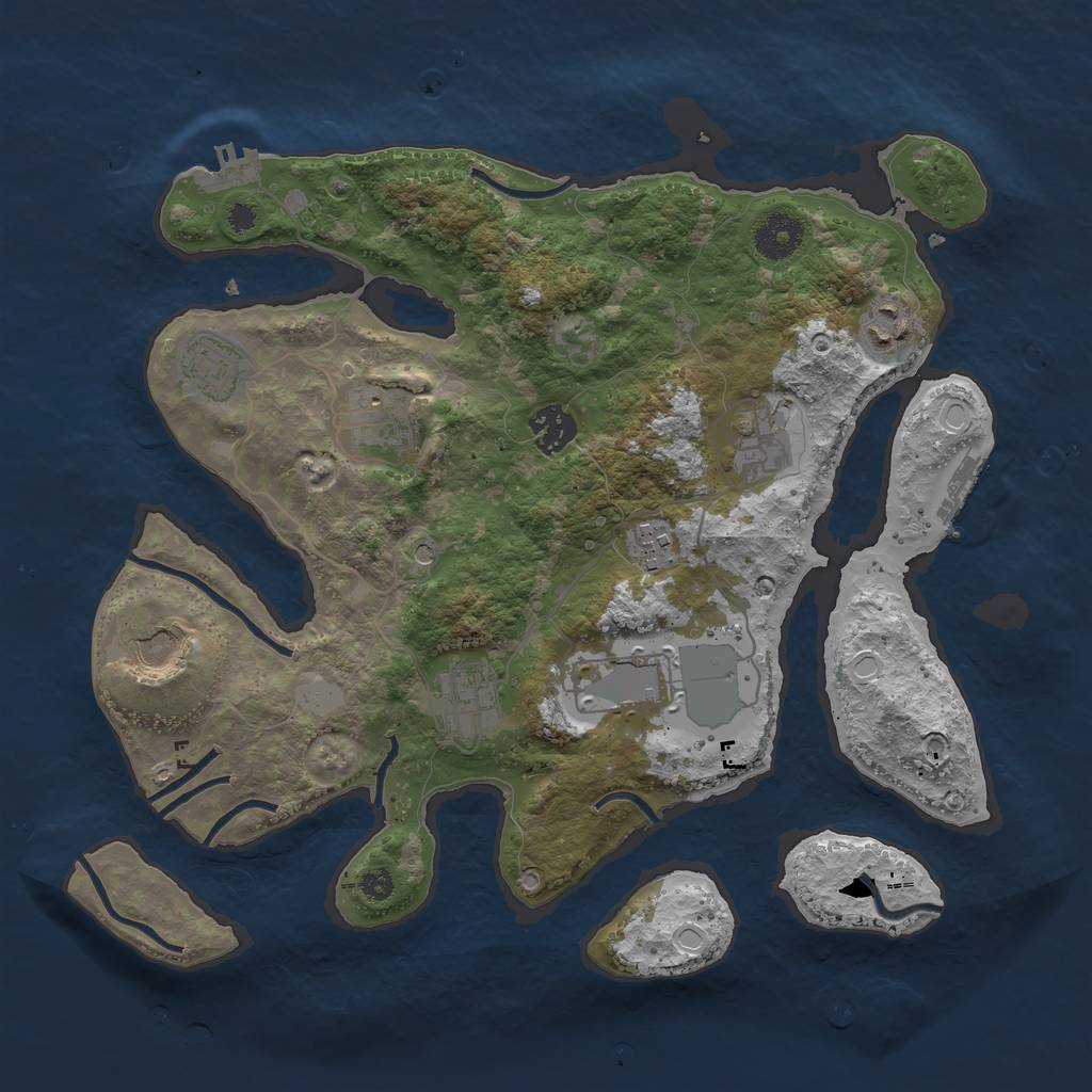 Rust Map: Procedural Map, Size: 3500, Seed: 22613369, 17 Monuments