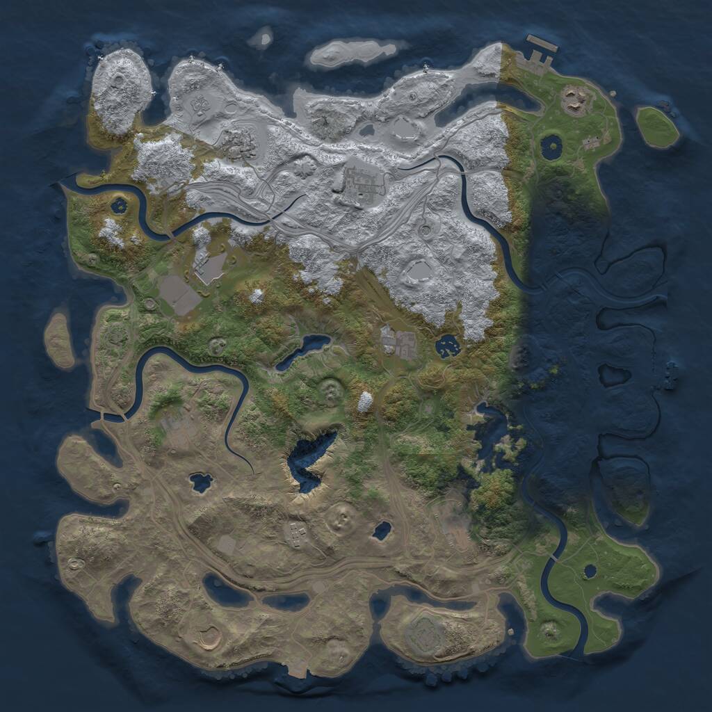 Rust Map: Procedural Map, Size: 4500, Seed: 76545642, 17 Monuments