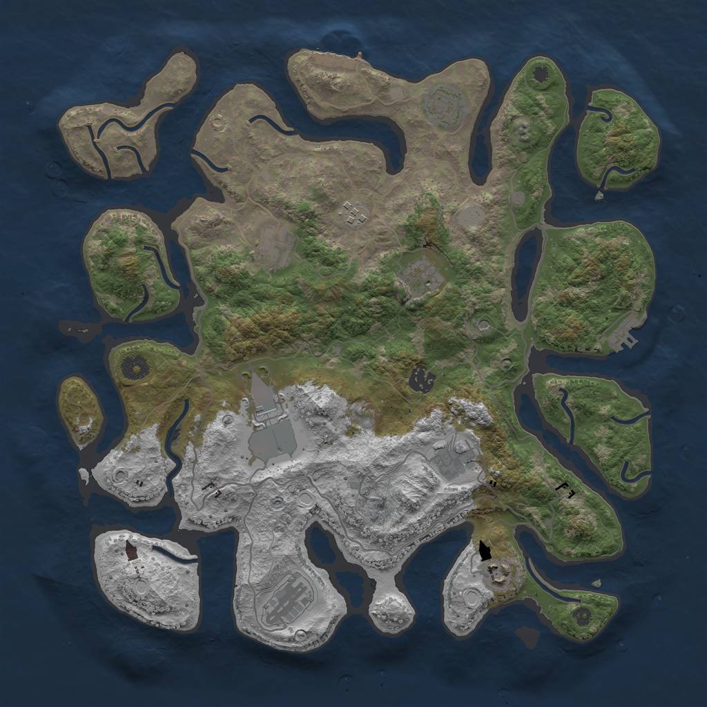 Rust Map: Procedural Map, Size: 4000, Seed: 213445353, 17 Monuments