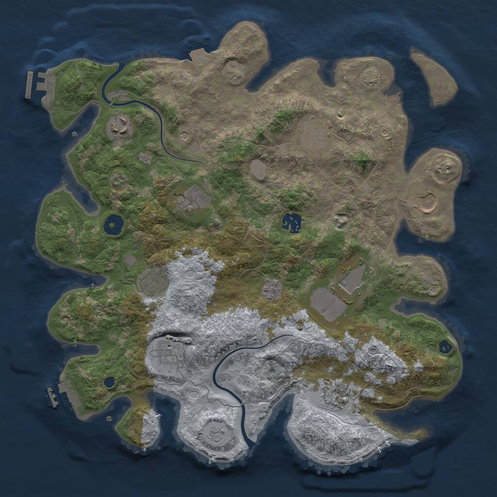 Rust Map: Procedural Map, Size: 3700, Seed: 1178733440, 16 Monuments