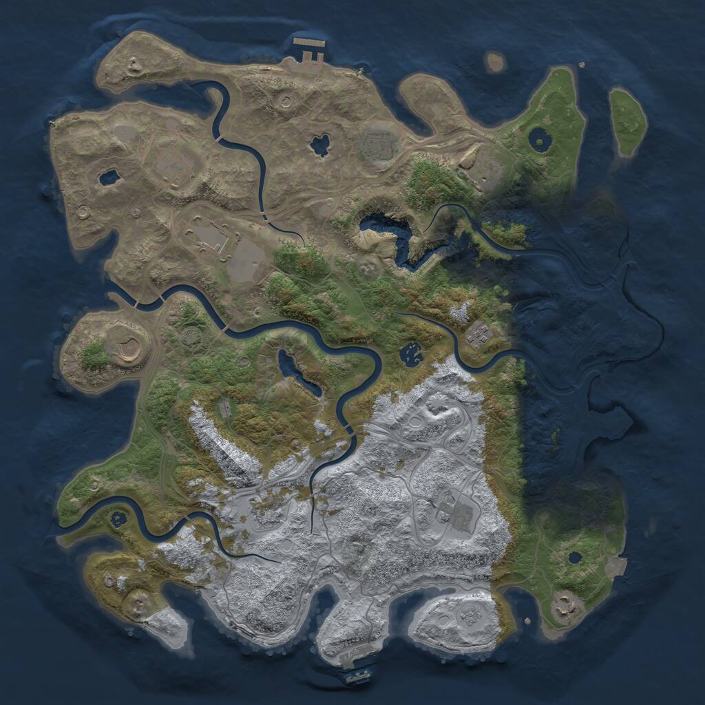Rust Map: Procedural Map, Size: 4500, Seed: 1906111565, 16 Monuments
