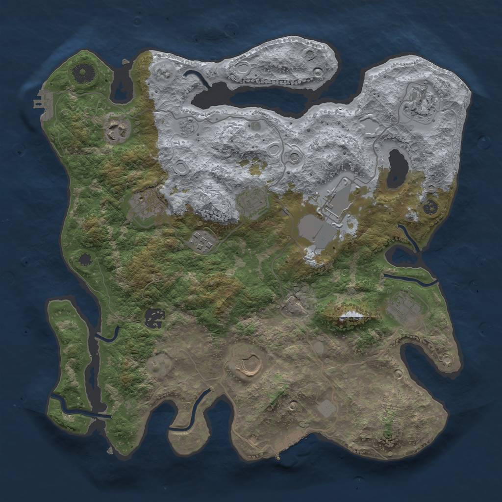 Rust Map: Procedural Map, Size: 3550, Seed: 202197, 16 Monuments