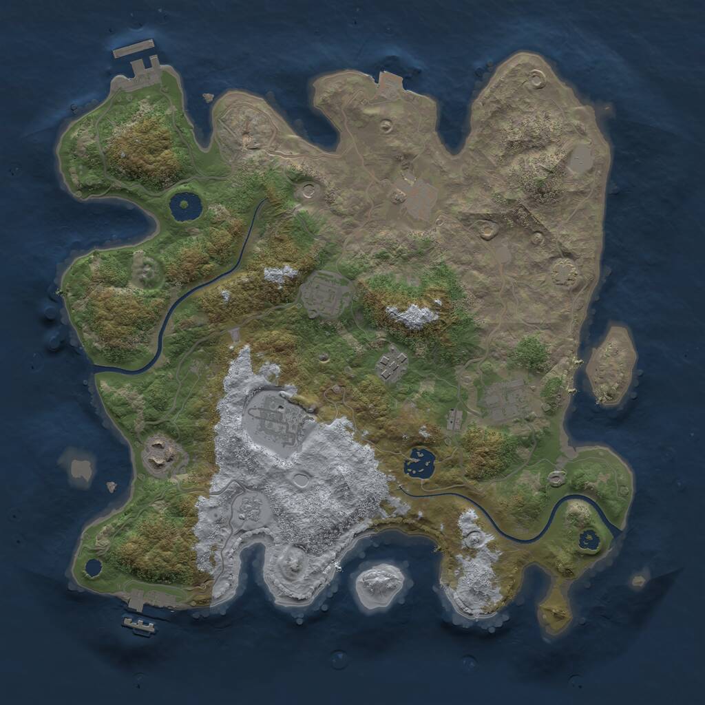 Rust Map: Procedural Map, Size: 3421, Seed: 7643241, 13 Monuments