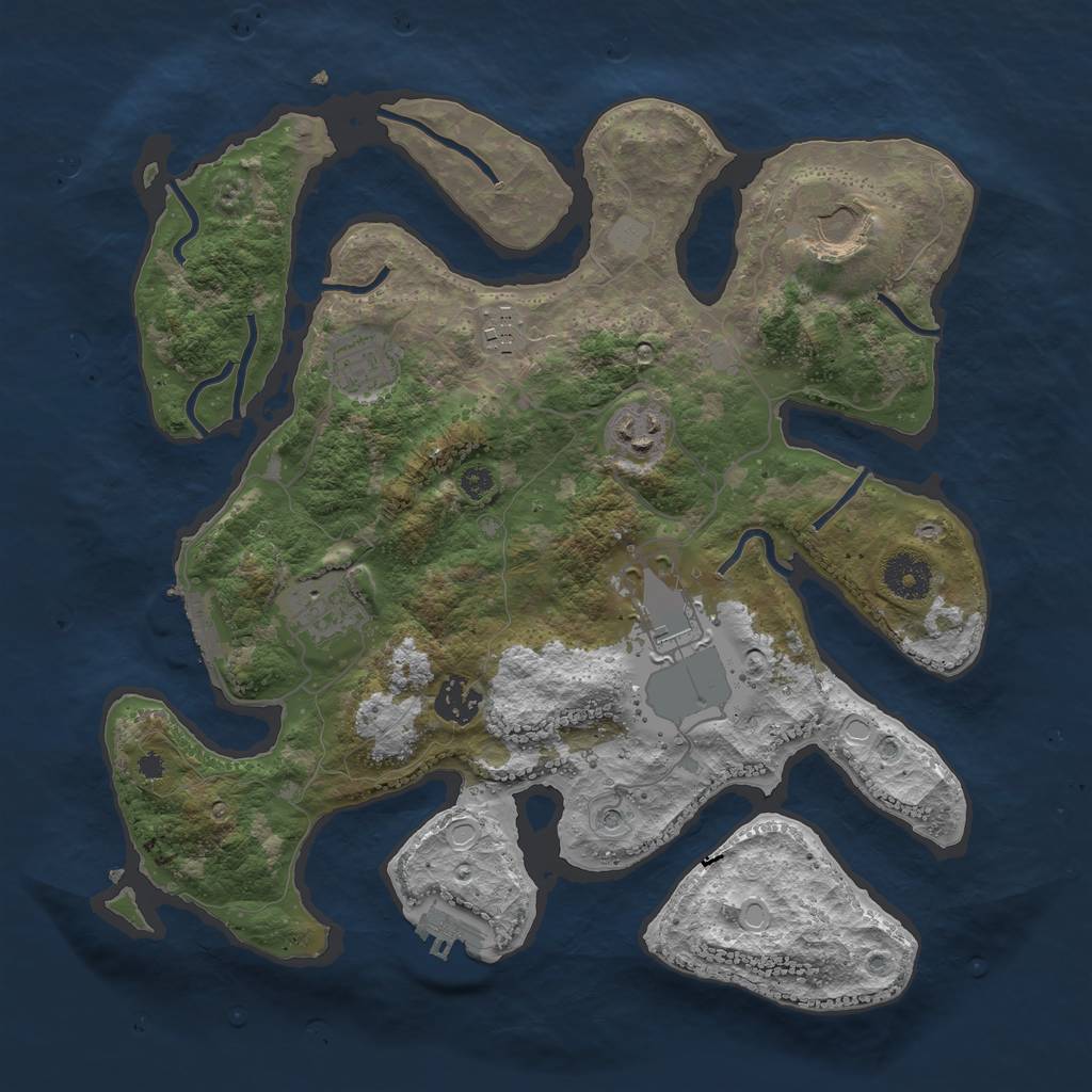 Rust Map: Procedural Map, Size: 3500, Seed: 1406346909, 15 Monuments