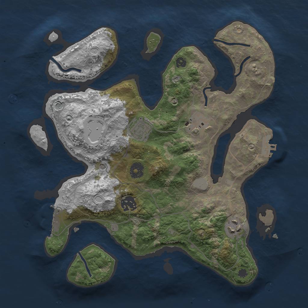 Rust Map: Procedural Map, Size: 3000, Seed: 444065, 12 Monuments