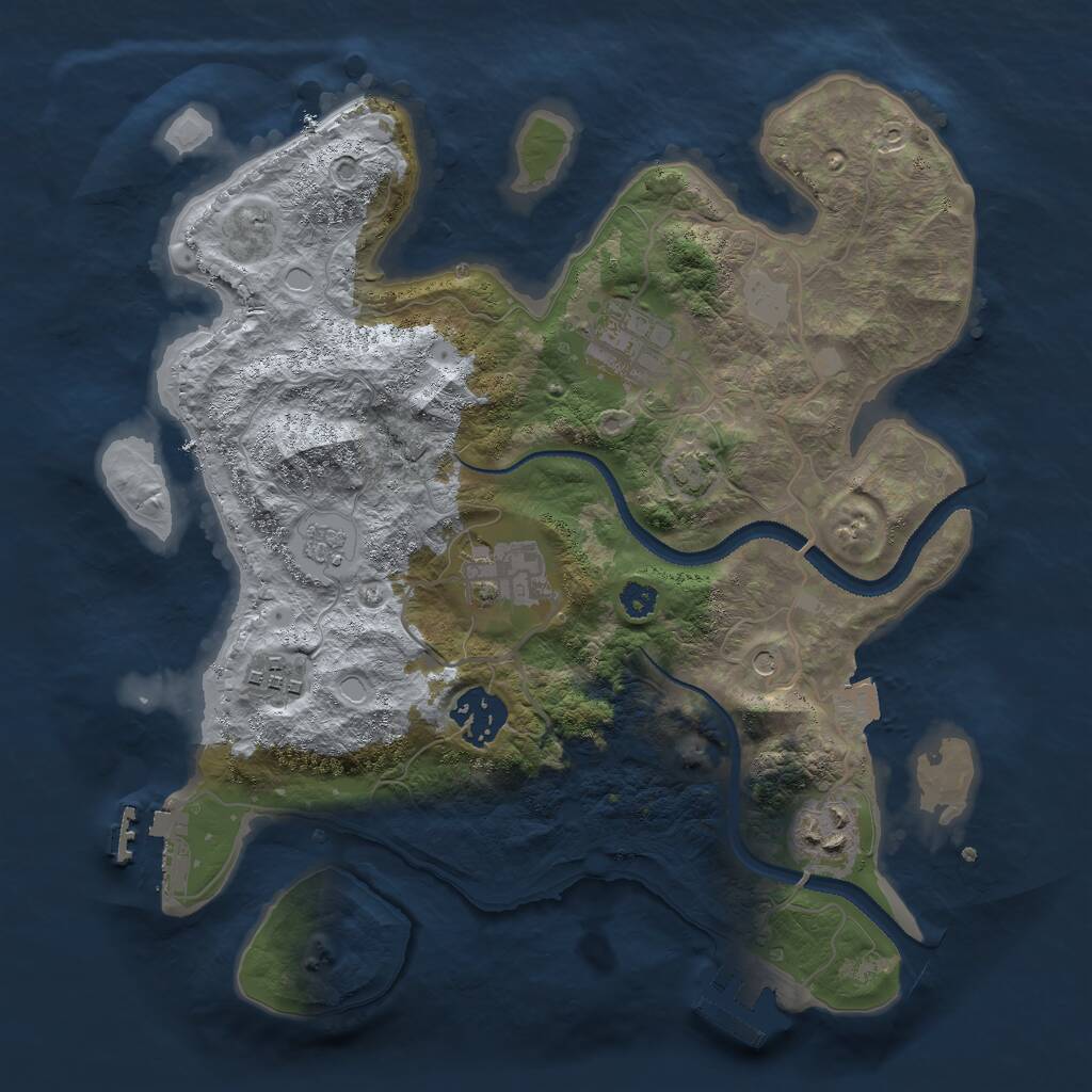 Rust Map: Procedural Map, Size: 3000, Seed: 444065, 11 Monuments