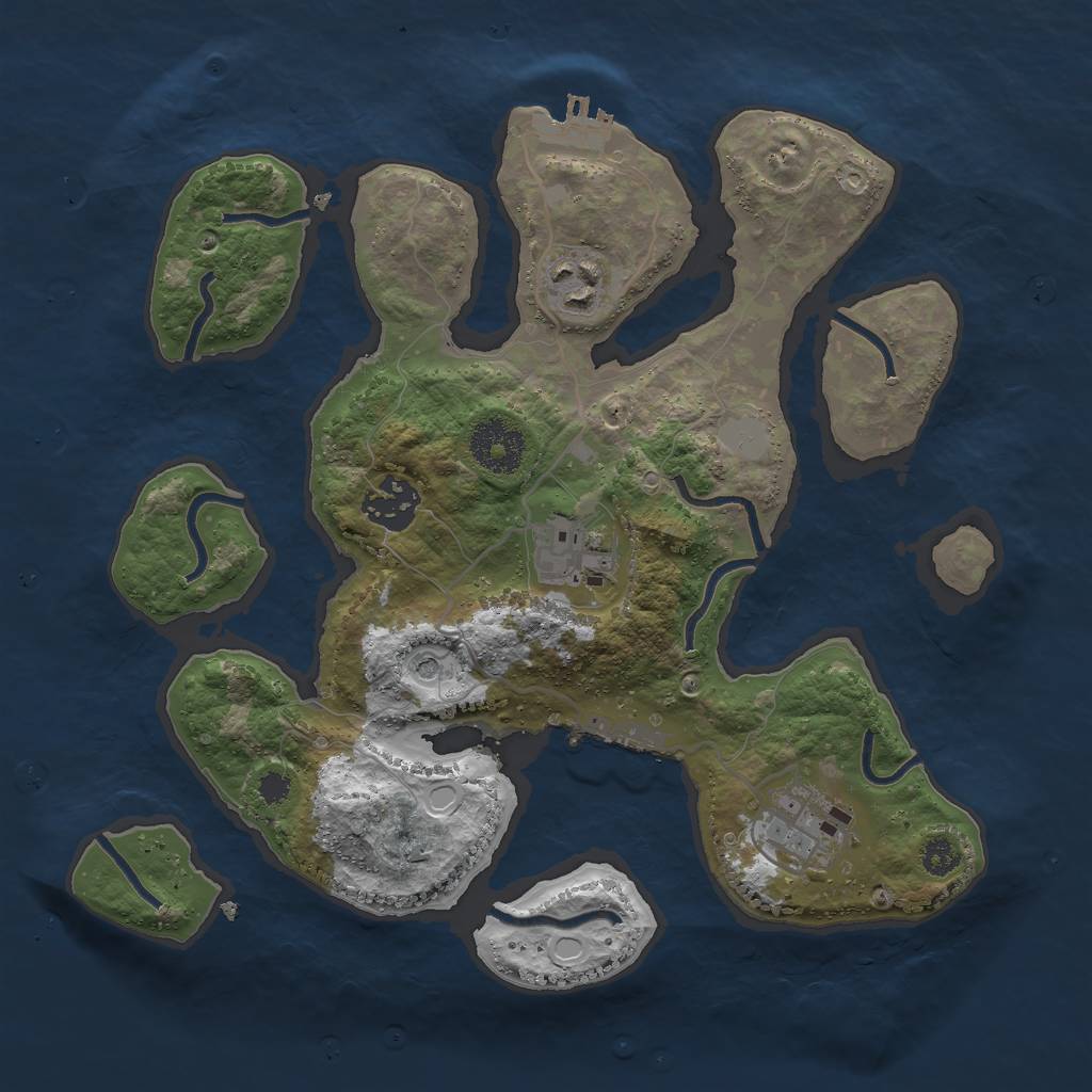 Rust Map: Procedural Map, Size: 3000, Seed: 398922, 12 Monuments