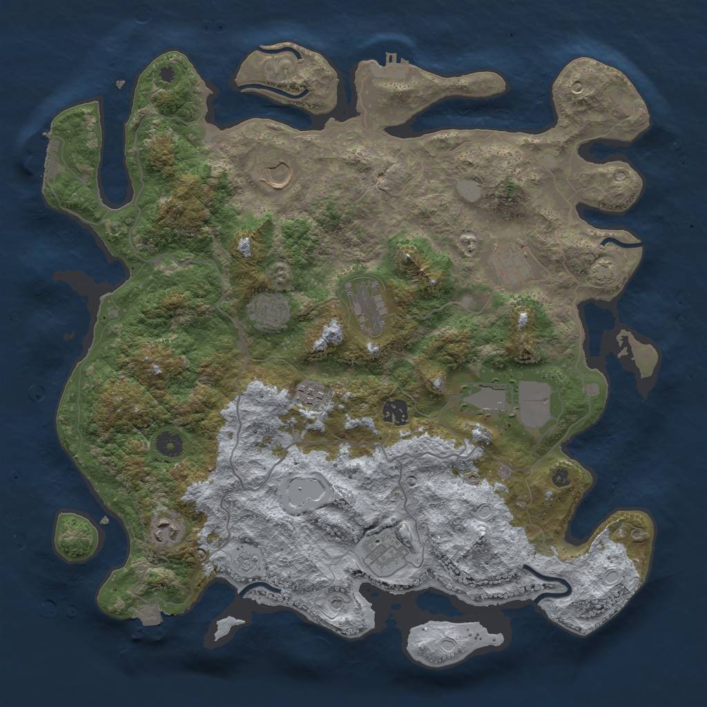 Rust Map: Procedural Map, Size: 4000, Seed: 199190197, 17 Monuments