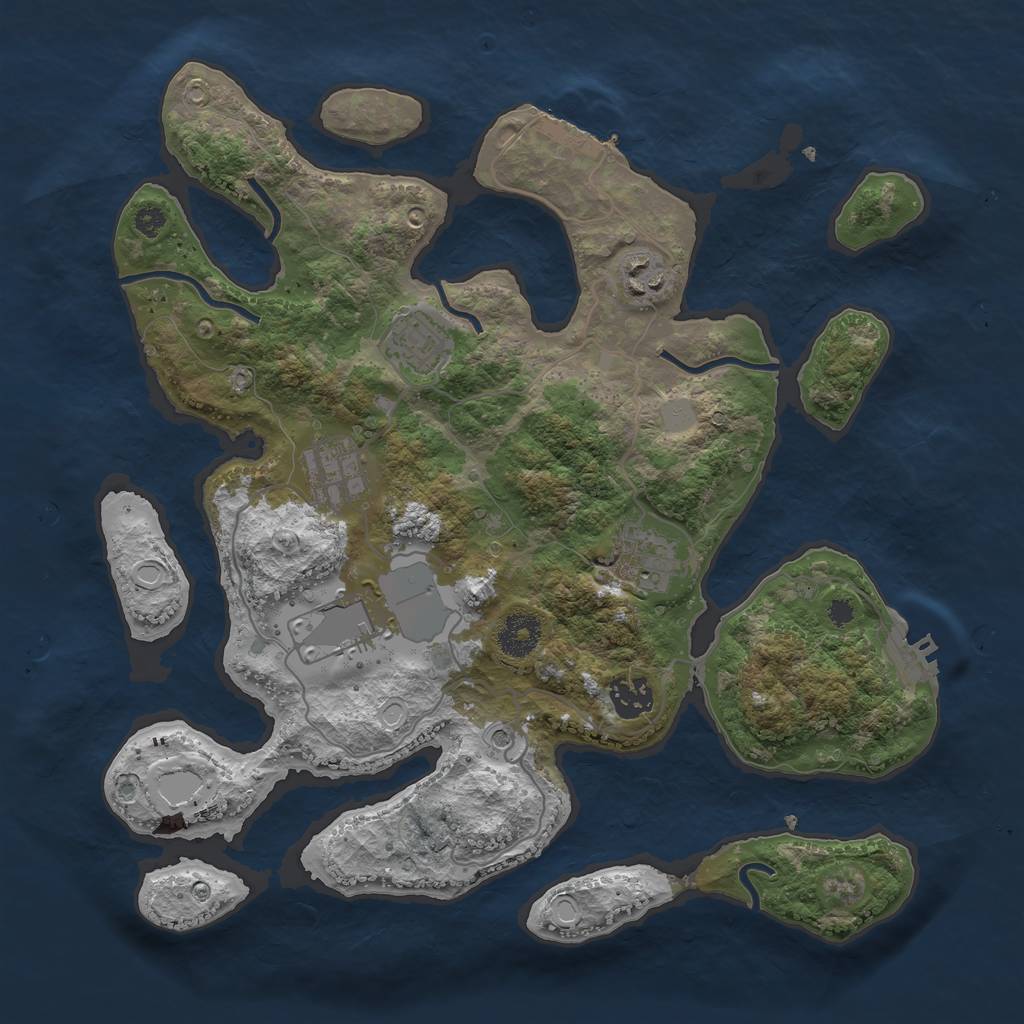 Rust Map: Procedural Map, Size: 3500, Seed: 231444068, 14 Monuments