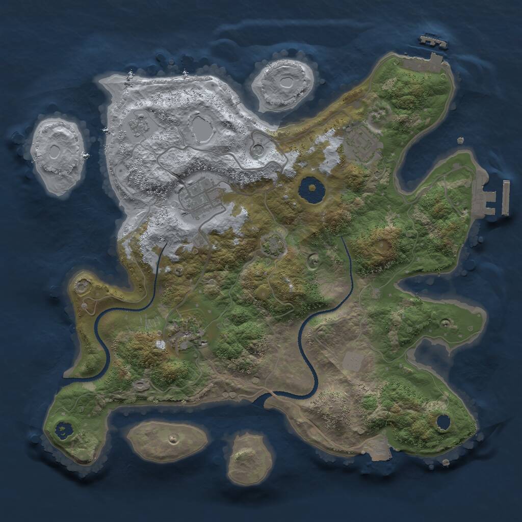 Rust Map: Procedural Map, Size: 3000, Seed: 346509, 9 Monuments