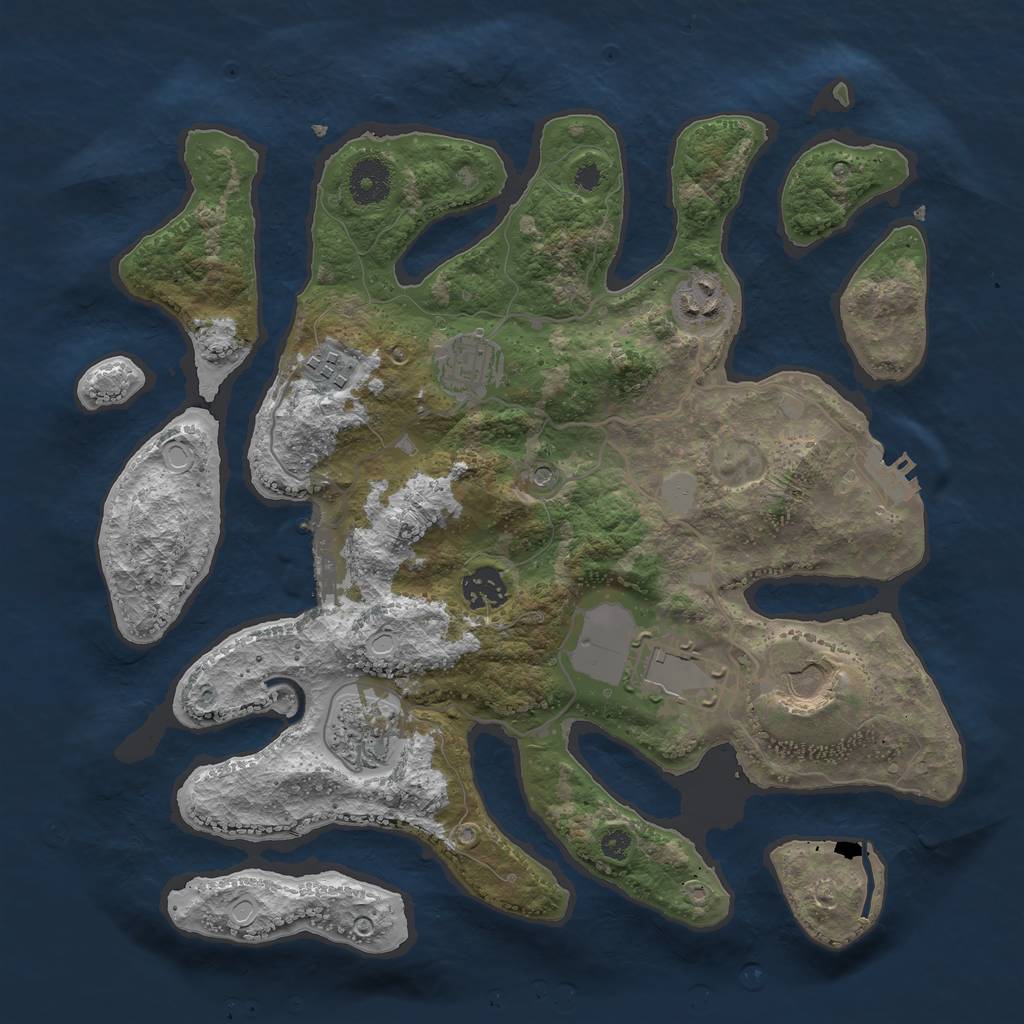 Rust Map: Procedural Map, Size: 3500, Seed: 2068376, 15 Monuments