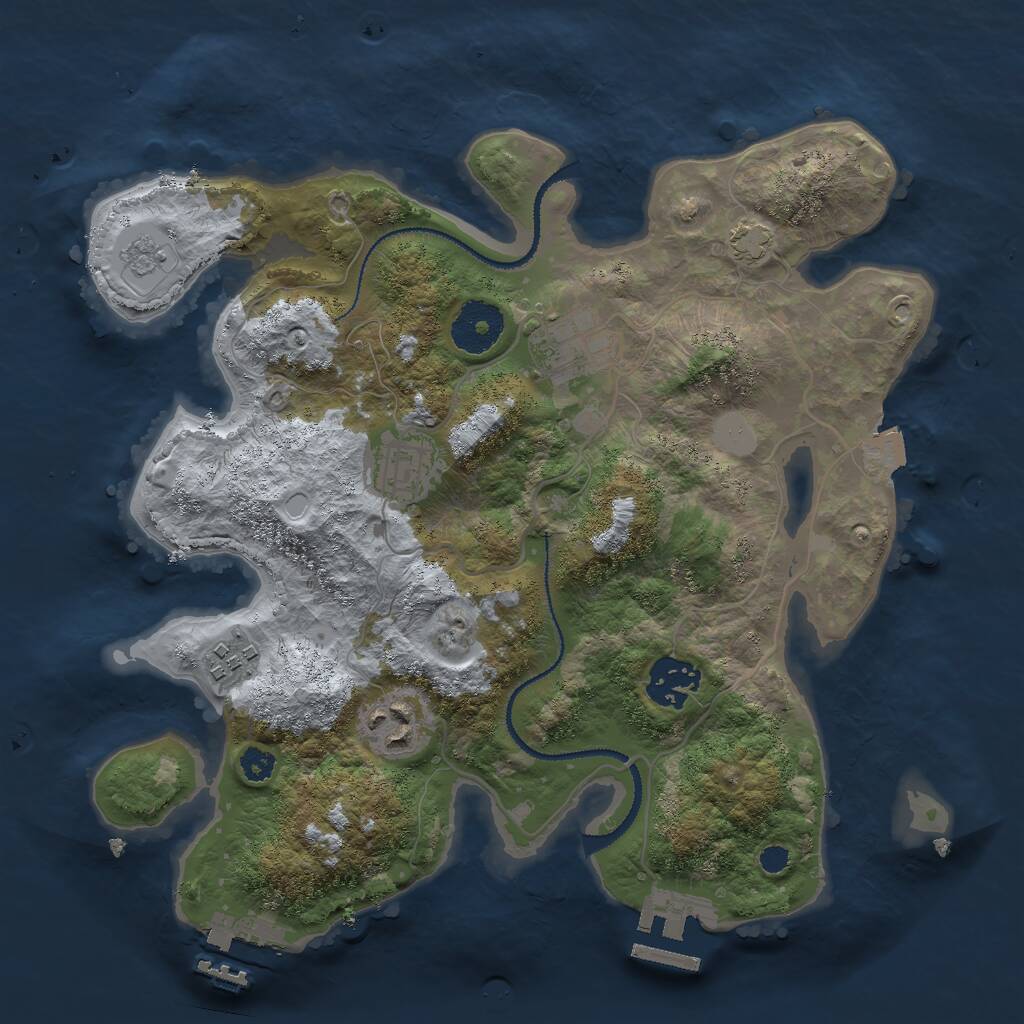 Rust Map: Procedural Map, Size: 3000, Seed: 232457, 10 Monuments