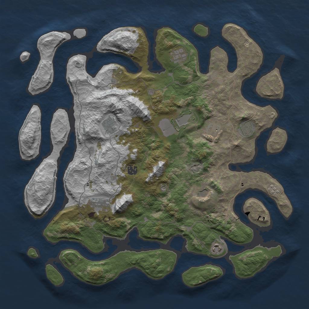 Rust Map: Barren, Size: 4500, Seed: 9486924, 13 Monuments