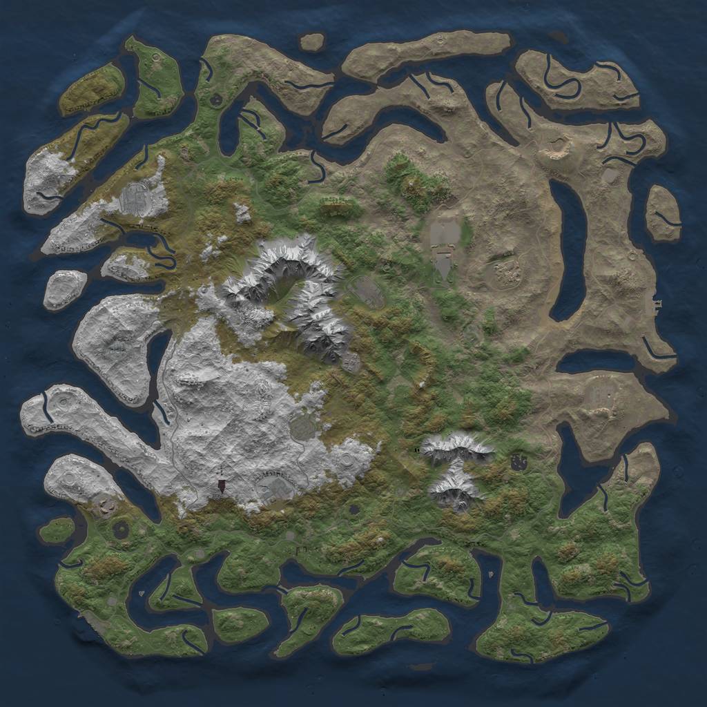 Rust Map: Procedural Map, Size: 6000, Seed: 54645491, 19 Monuments