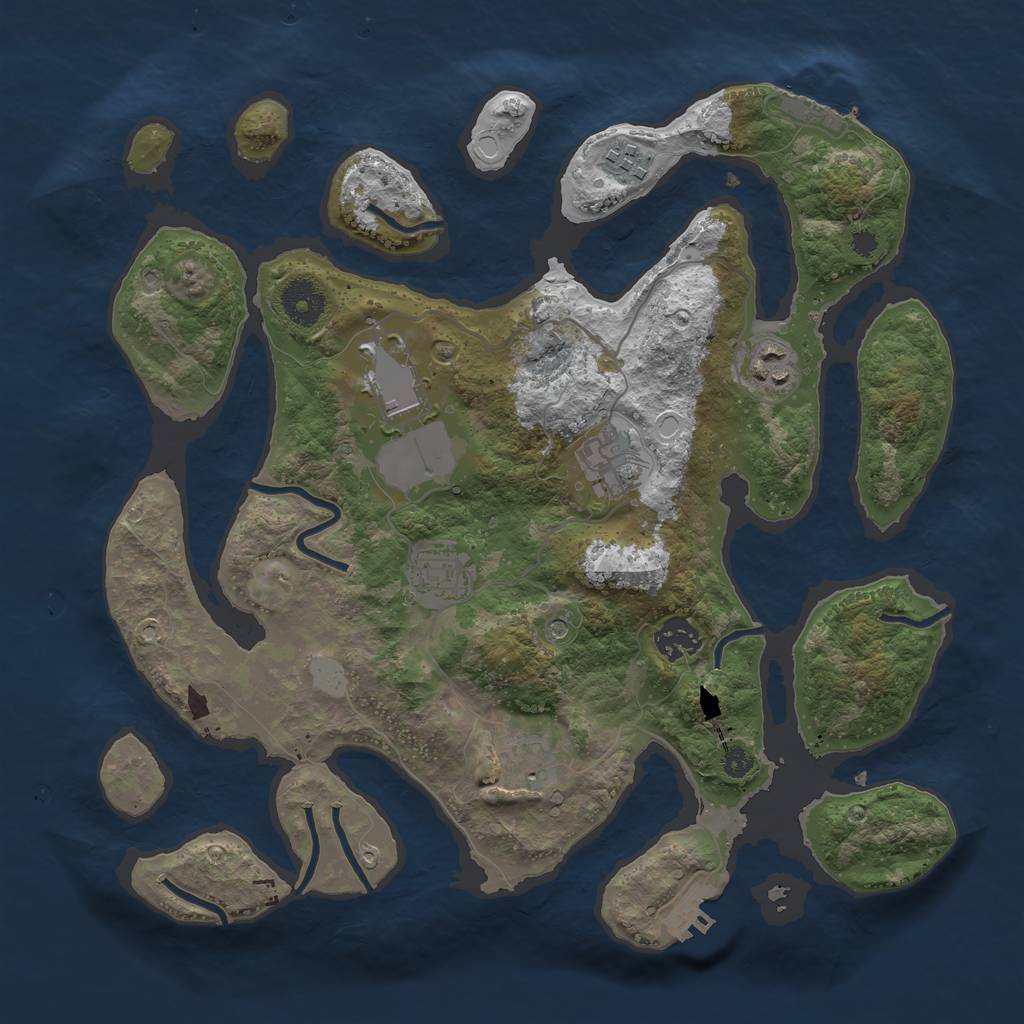Rust Map: Procedural Map, Size: 3500, Seed: 394044673, 15 Monuments