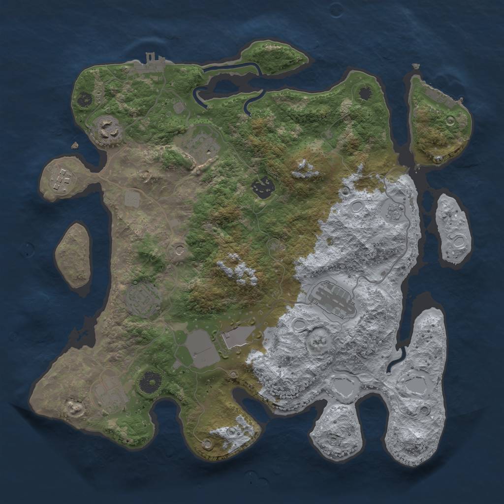 Rust Map: Procedural Map, Size: 3500, Seed: 3346567, 15 Monuments