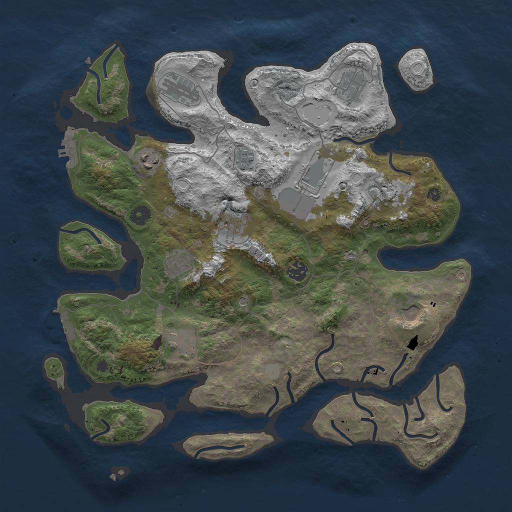 Rust Map: Procedural Map, Size: 3850, Seed: 1941297637, 19 Monuments