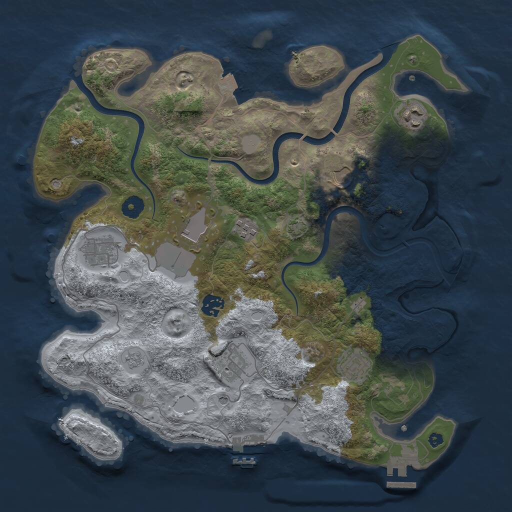 Rust Map: Procedural Map, Size: 3500, Seed: 3672557, 14 Monuments