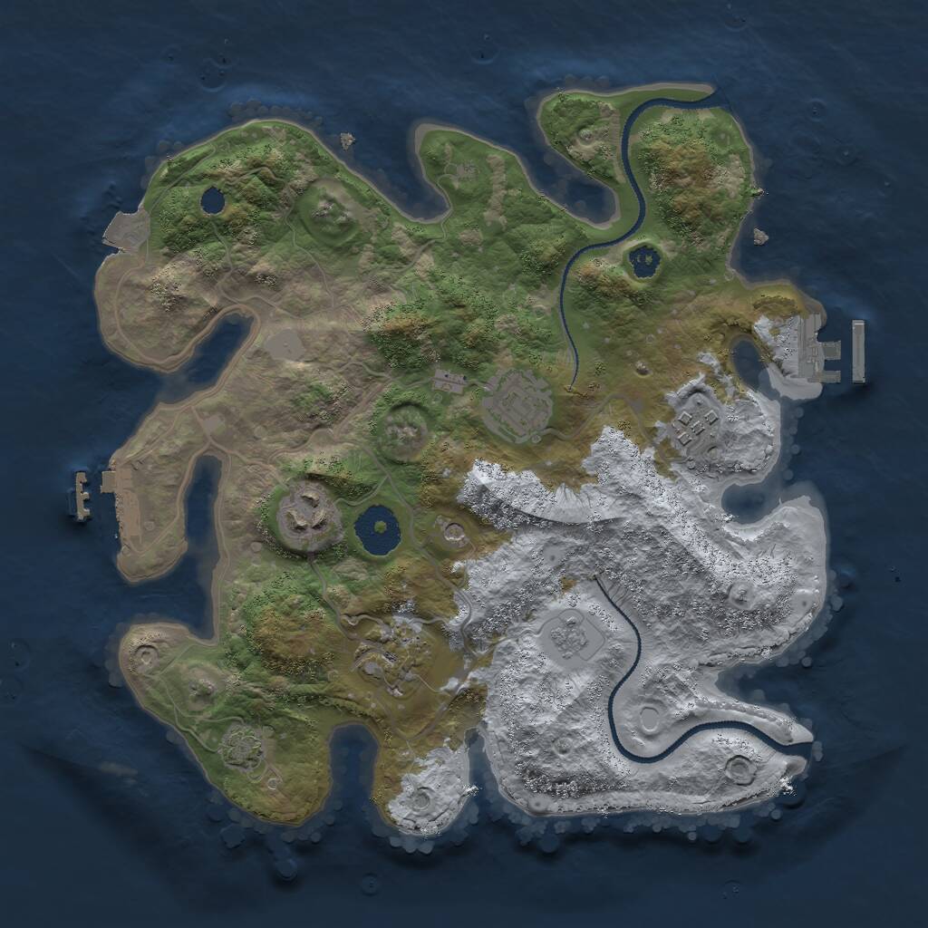 Rust Map: Procedural Map, Size: 3000, Seed: 11934255, 10 Monuments