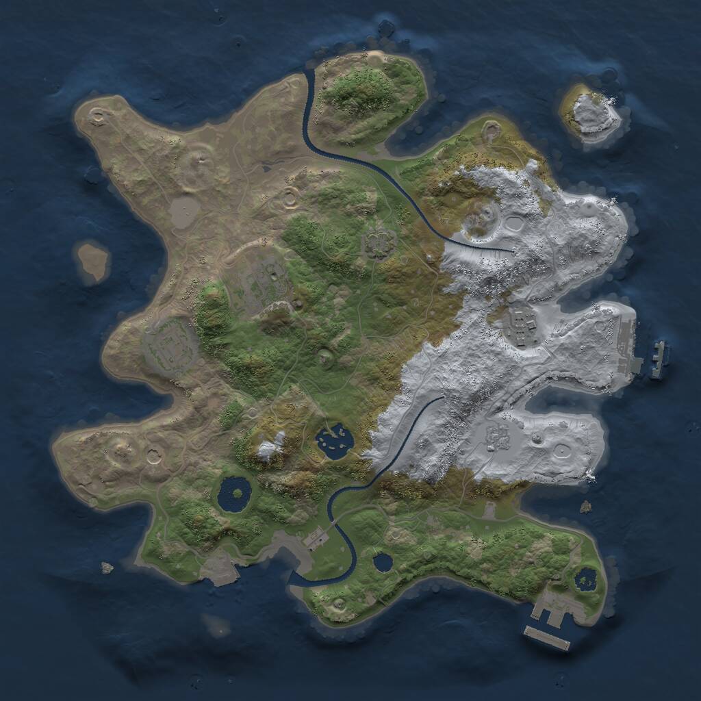 Rust Map: Procedural Map, Size: 3000, Seed: 343455, 10 Monuments