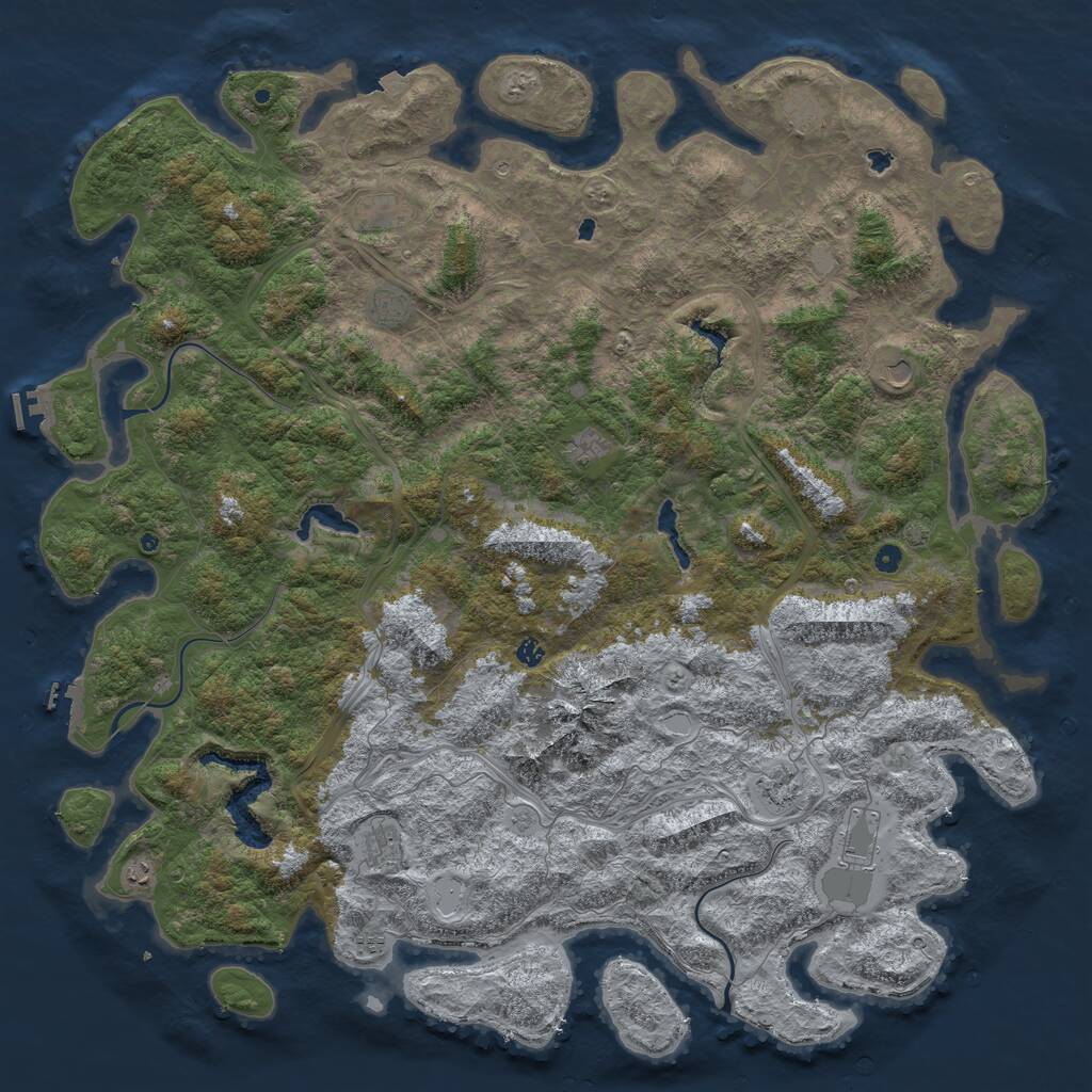 Rust Map: Procedural Map, Size: 6000, Seed: 64925425, 17 Monuments