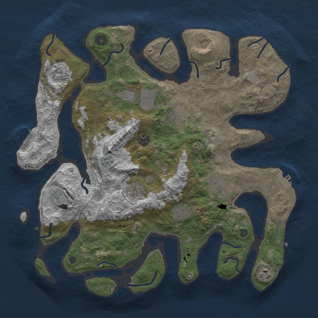 Rust Map: Procedural Map, Size: 4000, Seed: 113538933, 19 Monuments