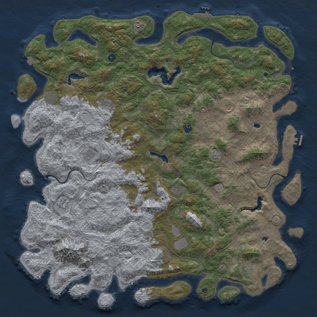 Rust Map: Procedural Map, Size: 6000, Seed: 99701395, 17 Monuments