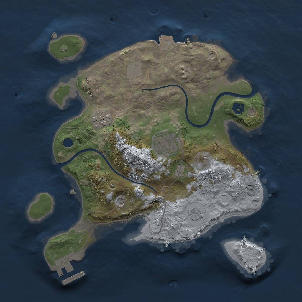Rust Map: Procedural Map, Size: 2500, Seed: 123213, 6 Monuments