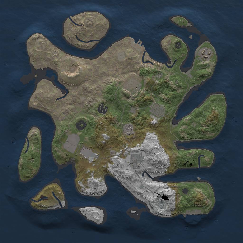 Rust Map: Procedural Map, Size: 3500, Seed: 1473705463, 16 Monuments