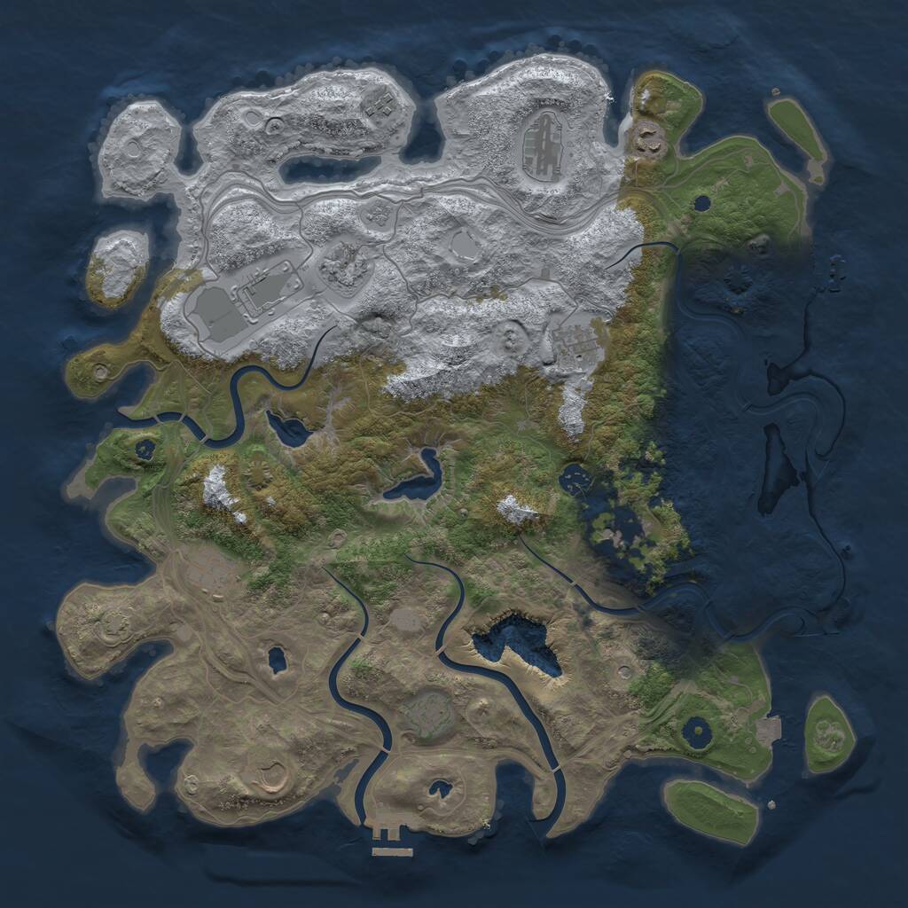 Rust Map: Procedural Map, Size: 4500, Seed: 4571540, 17 Monuments