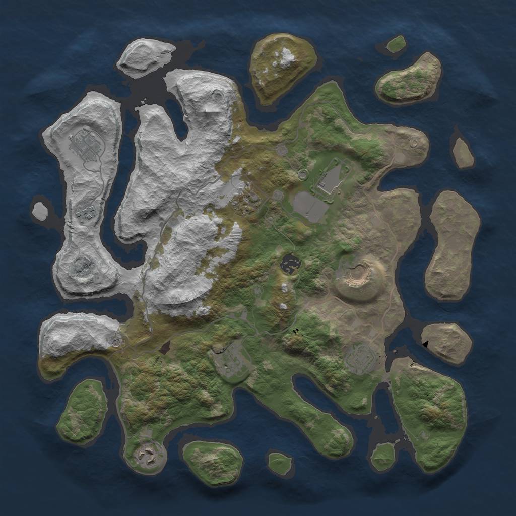 Rust Map: Barren, Size: 4000, Seed: 244861879, 12 Monuments