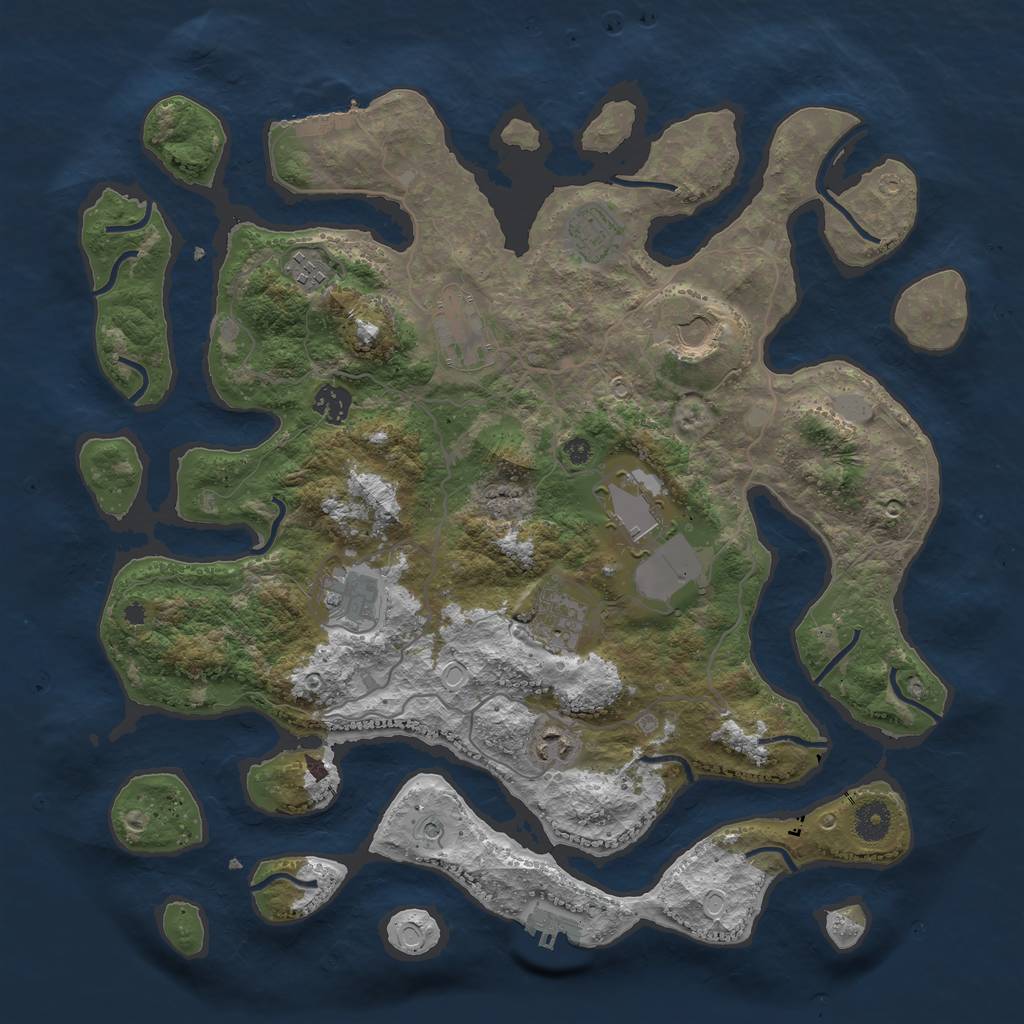 Rust Map: Procedural Map, Size: 4000, Seed: 1421955036, 17 Monuments