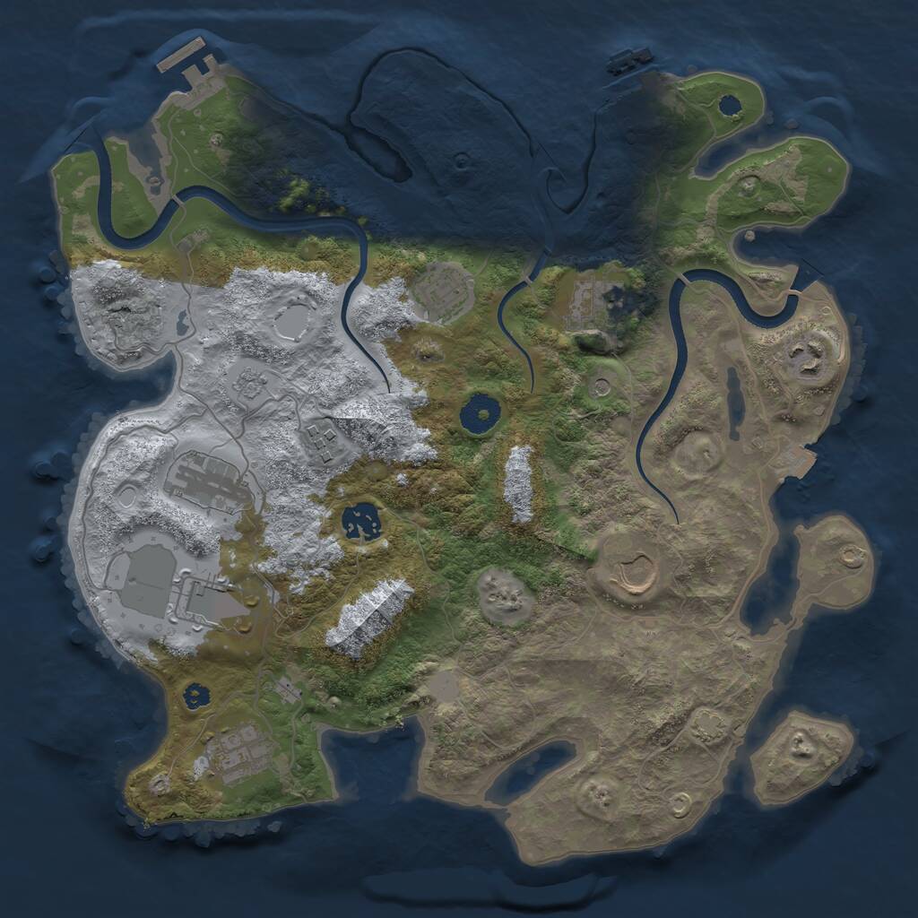 Rust Map: Procedural Map, Size: 3500, Seed: 5673421, 15 Monuments