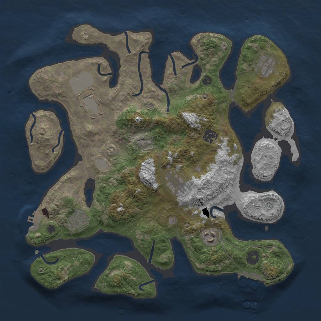 Rust Map: Procedural Map, Size: 3550, Seed: 867232, 14 Monuments