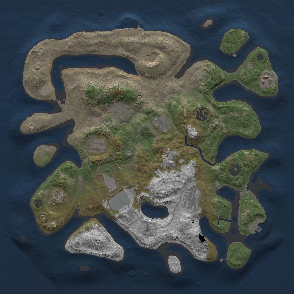 Rust Map: Procedural Map, Size: 3700, Seed: 1013958173, 18 Monuments