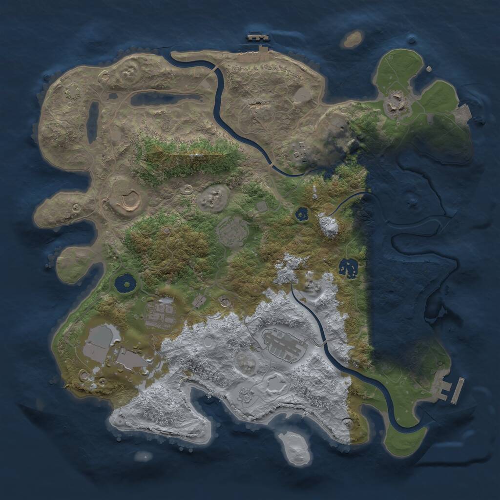Rust Map: Procedural Map, Size: 3700, Seed: 1013958173, 15 Monuments