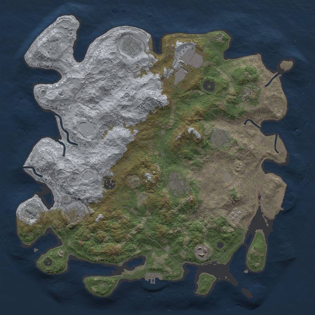 Rust Map: Procedural Map, Size: 4000, Seed: 3423434, 16 Monuments