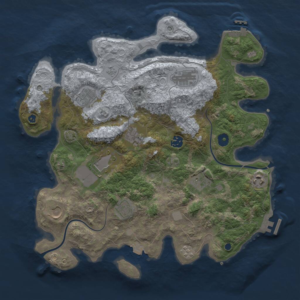Rust Map: Procedural Map, Size: 3700, Seed: 300297472, 16 Monuments