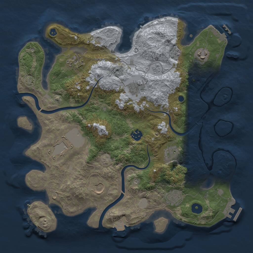 Rust Map: Procedural Map, Size: 3500, Seed: 20693433, 15 Monuments