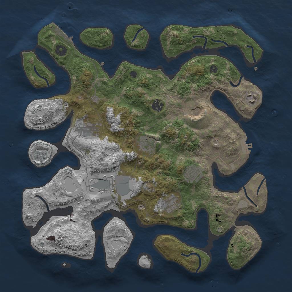 Rust Map: Procedural Map, Size: 3800, Seed: 1355285681, 17 Monuments